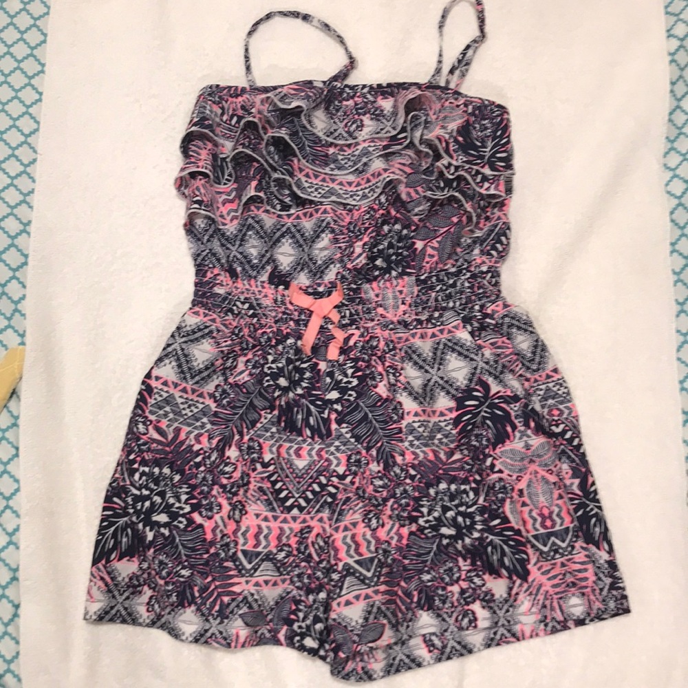 Japna Kids size 10 girls romper. Navy/pink EUC